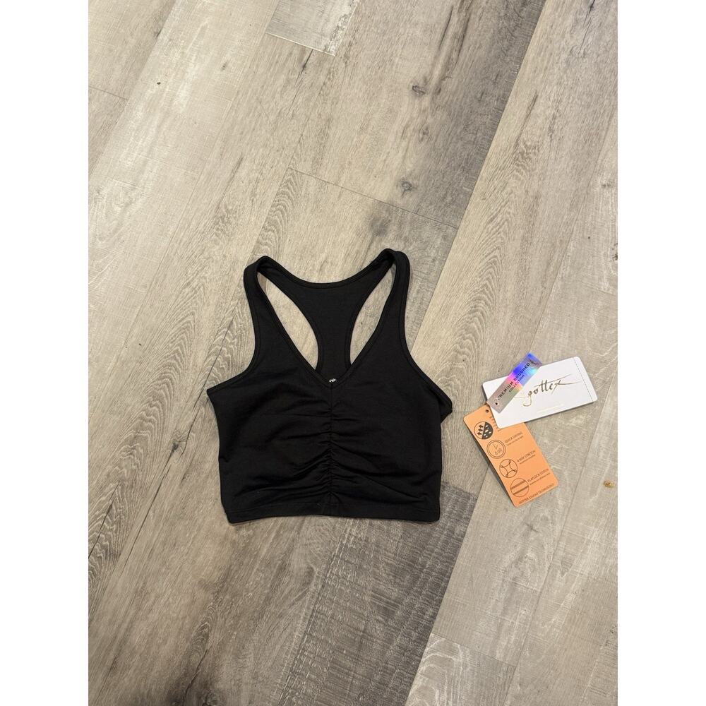 Gottex Black Racerback Sports Bra Tank Top NWT Size Small Lightweight Stretch